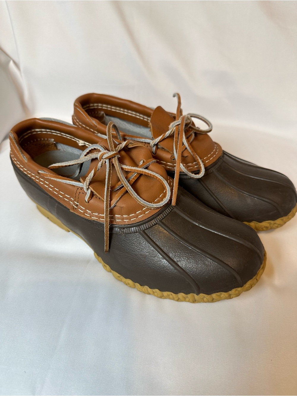 L.L.Bean Bean Boots Low Duck Shoes Brown Leather Size 8 Made in Maine